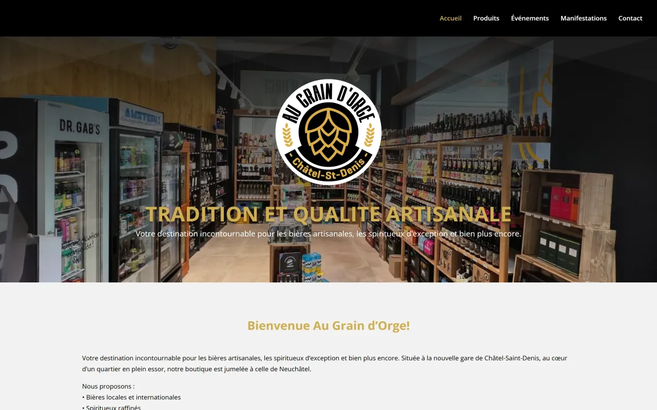 Site de Au Grain d'Orge affiché sur ordinateur et smartphone