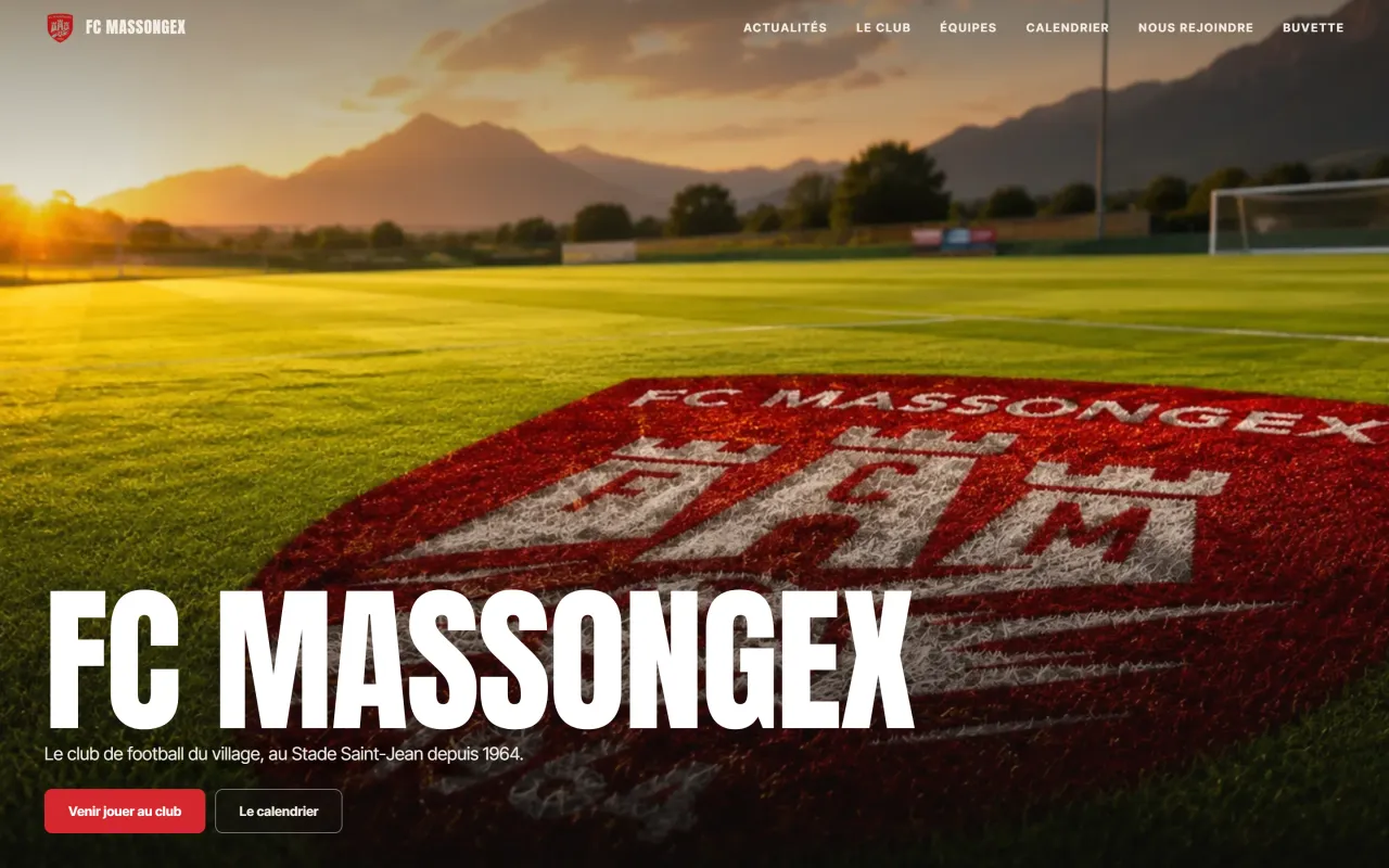 Site de FC Massongex affiché sur ordinateur et smartphone