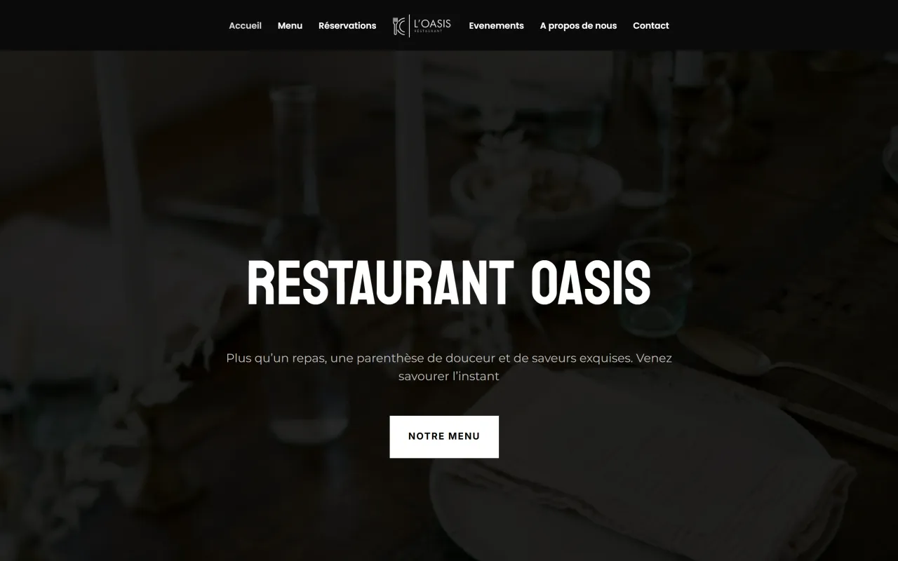 Site de Restaurant L'Oasis affiché sur ordinateur et smartphone